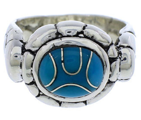 Genuine Sterling Silver Turquoise Inlay Southwest Ring Size 6 WX38963
